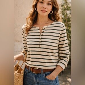 Sézane Gatsby Marinière Striped Organic Cotton Parisian Top M